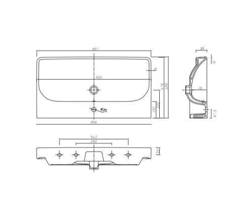 KOLO TRAFFIC L91090000 Умывальник мебельный 90 cm без отверст.