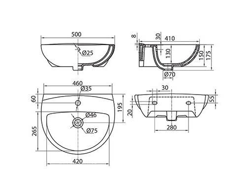 KOLO Раковина FREJA 50см з/о (L71150)