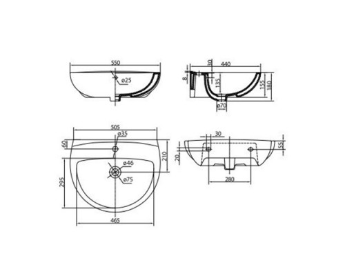 KOLO Раковина FREJA 55см з/о (L71155)
