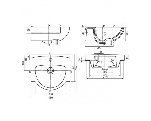KOLO Раковина FREJA 45см мебельная (L72945)