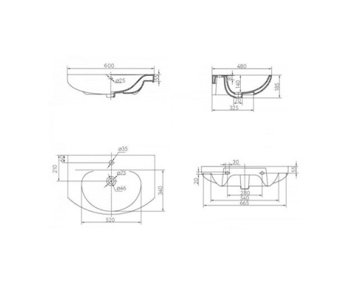 KOLO Раковина RUNA 60 см мебельная (L81960)