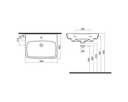 KOLO M31161000 NOVA PRO Умывальник 60 см, прямоугольный,с/о