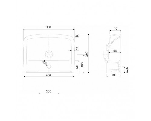 KOLO K91952000 REKORD Умывальник мебельный 50 см, с/о