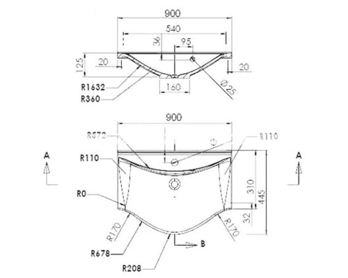 FANCY MARBLE Умивальник зі штучного касменю  LUCY 900x445/310