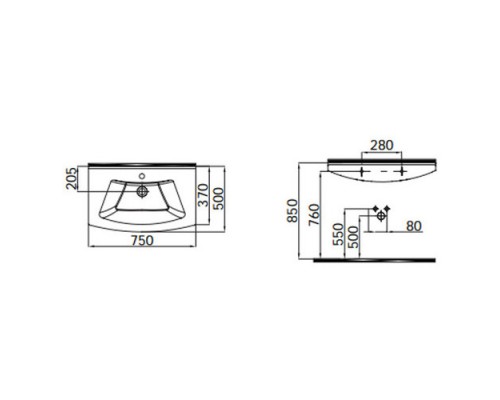 САНСЕРВИС Умывальник VEGA 75 см (лит.мрамор)