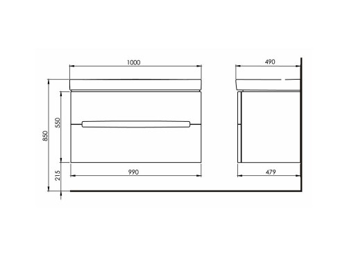 KOLO MODO 89507000 Шкафчик под умывальник 100 см, белый глянец