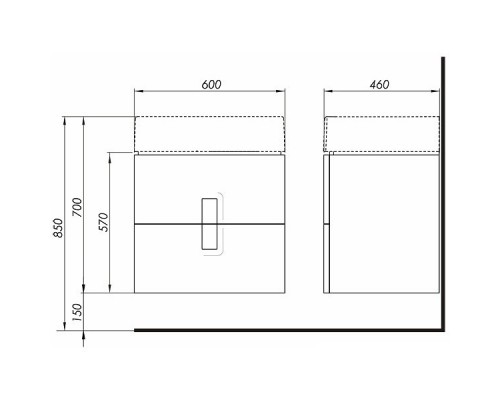 KOLO TWINS 89492000 Шкафчик под умывальник 2 яшика 60см, белый глянец