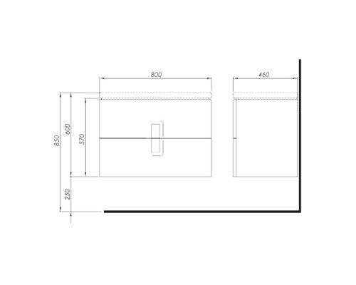 KOLO TWINS 89554000 шкафчик под умывальник 80 см с двумя ящиками, серебряный графит