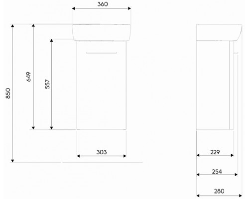 KOLO M39001000 NOVA PRO Комплект: умывальник 36cм прямоуголь + шкафчик белый глянец