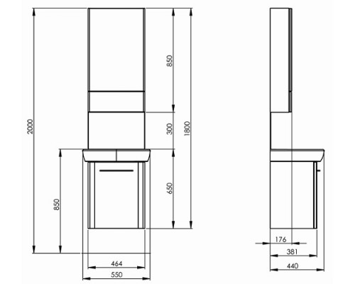 KOLO M39015000 NOVA PRO комплект (Комплект с умывальником, белый глянец М39005 + Шкафчик с зеркалом