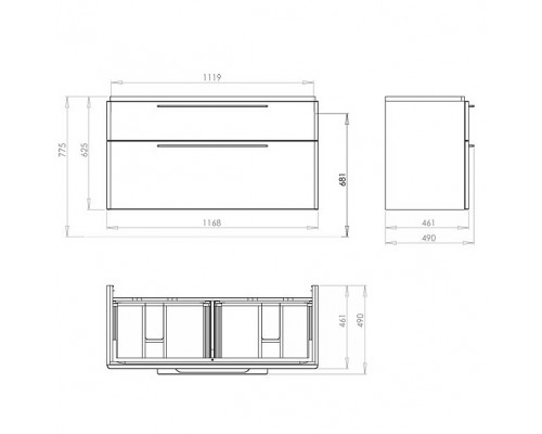 KOLO 89441000 TRAFFIC Шкафчик под двойной умывальник 120 см, белый глянец