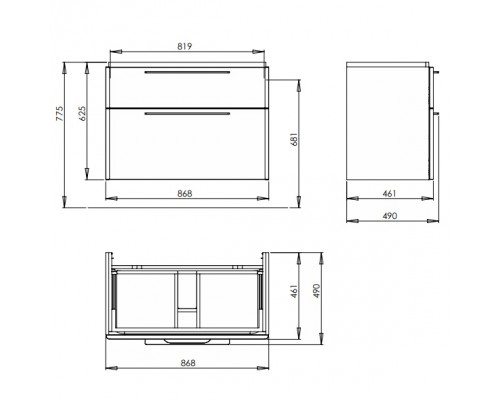 KOLO 89437000 TRAFFIC Шкафчик под умывальник 90 см, белый глянец