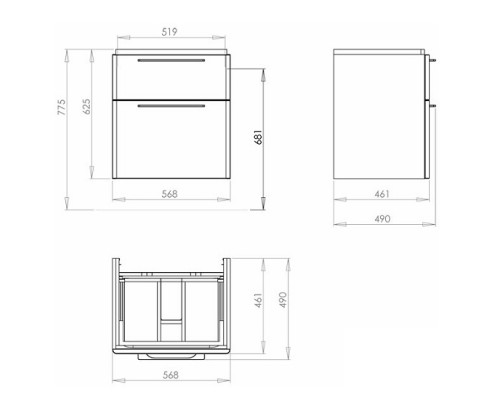 KOLO 89525000 TRAFFIC Шкафчик под умывальник 60 см с двумя ящиками, серый дуб