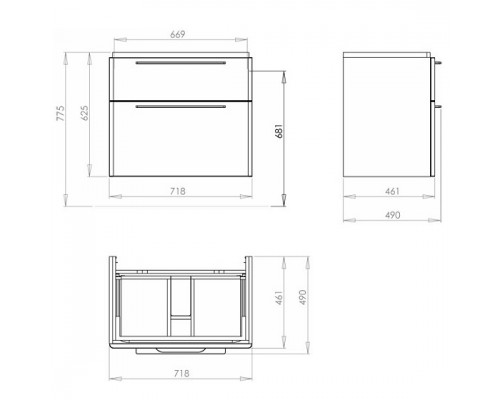 KOLO 89526000 TRAFFIC Шкафчик под умывальник 75 см с двумя ящиками, серый дуб