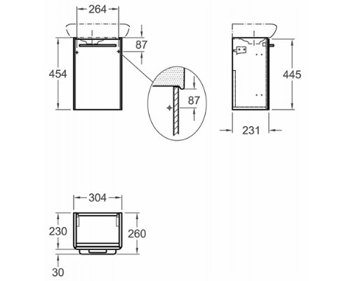 KOLO LIFE! Шкафчик подвесной под умывальник 40 см с дверцей, белый глянец 89453000