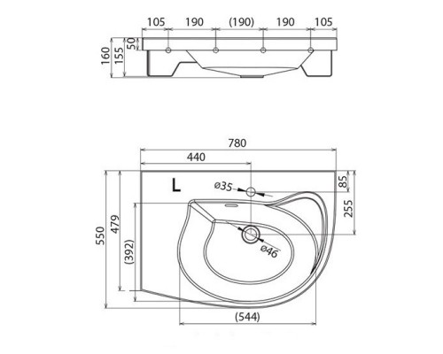 RAVAK XJ8P11N0000 Умывальник ROSA COMFORT R для мебели (снято с производства)