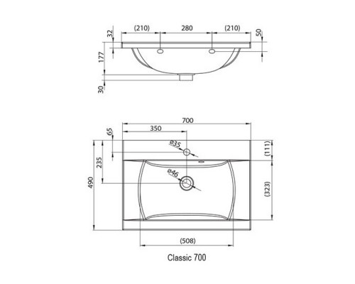 RAVAK XJD01170000 Умывальник CLASSIC 700
