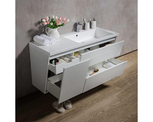 FANCY MARBLE Cyprus 1250L Шафа підвісна із умивальником штучного каменю  "Peggy 1250 L 1245х300 (470) х640