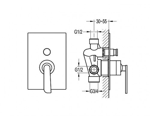 AQUAWORLD СМ40Кд.14.2в Змішувач прихованого монтажу 2-входа/2-вихода, "CASCADE" Cd2037E-D68