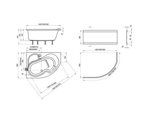RAVAK CM01000000 Ванная ROSA L 160х105