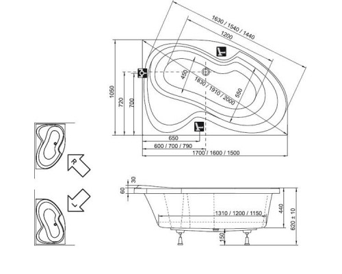 RAVAK C221000000 Ванная ROSA II L 170х105