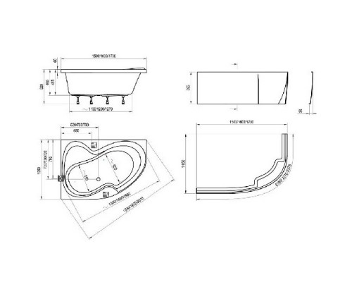 RAVAK C421000000 Ванная ROSA II R 170х105