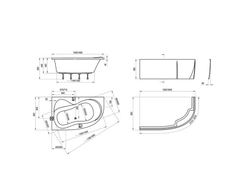 RAVAK C551000000 Ванная ROSA 95 L 150х95