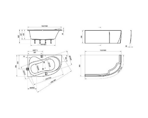 RAVAK C581000000 Ванная ROSA 95 R 160х95