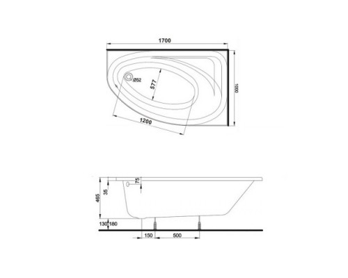 KOLO Ванна акриловая SPRING 170х100 правая + ножки SN7 (XWA3070)