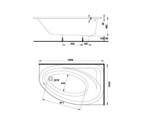 KOLO Ванна акриловая SPRING 160х100 правая + ножки SN7 (XWA3060)