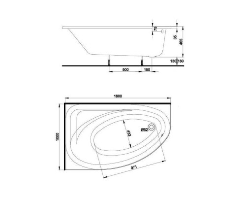 KOLO Ванна акриловая SPRING 160х100 левая + ножки SN7 (XWA3061)
