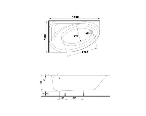KOLO Ванна акриловая SPRING 170х100 левая + ножки SN7 (XWA3071)