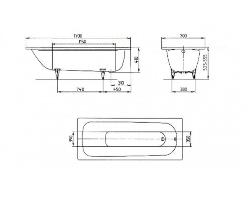 KALDEWEI Ванна Saniform Plus 1,7х70 mod 363-1 (Германия)