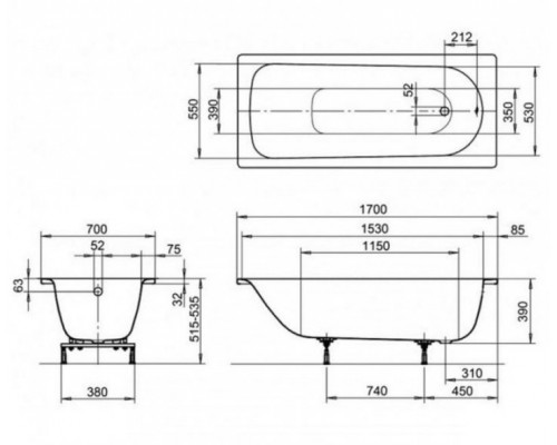 KALDEWEI Ванна стальна EUROWA 1,7х0,7 mod 312 (Німеччина) 11981203001