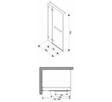 KOLO NEXT HDSF12222R03L Двери распашные с релингом 120 см, левые для комплектац с бок стенкой NEXT