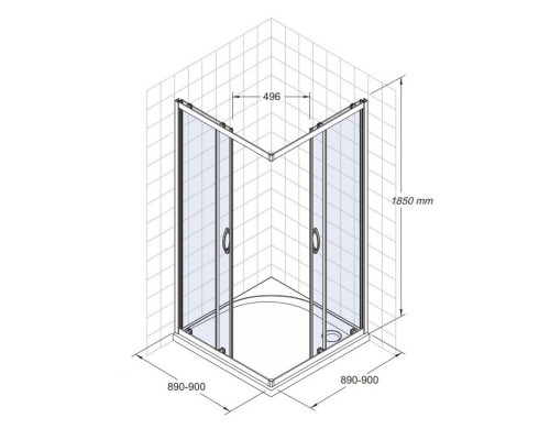 KOLO REKORD PKDK90222003 Душевая штора квадратная 90 см