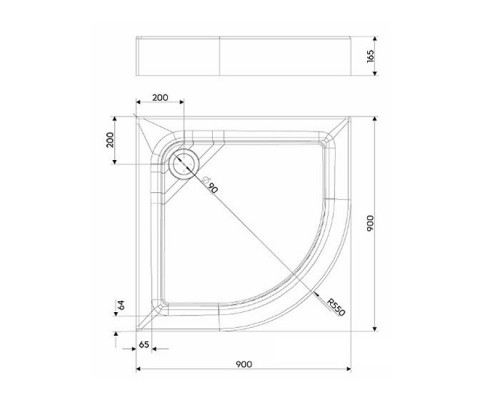 KOLO XBN1690 FIRST поддон полукруглый 90 x 90 см, с интегрированной панелью