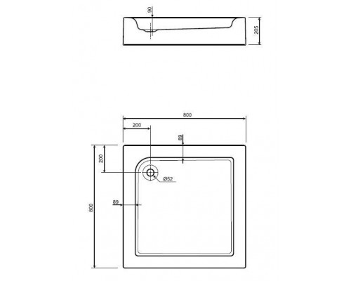 KOLO XBK1480 STANDARD PLUS поддон квадратный 80 x 80 см, глубина 9 см, выпуск 52 мм, с интегрированн