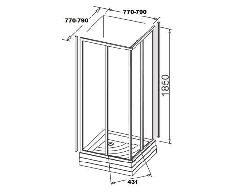 RAVAK 14V40102Z1 Душевая кабина SRV2- 80 S Белый TRANSPARENT