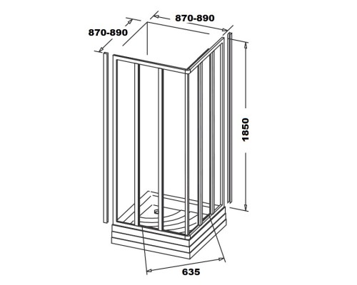 RAVAK 14V70102ZG Душевая кабина SRV2- 90 S Белый GRAPE