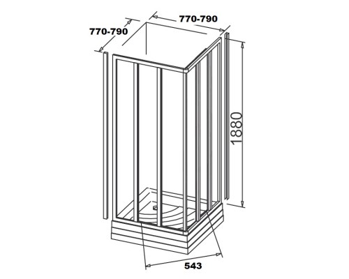 RAVAK 15V40102ZG Душевая кабина ASRV3- 80 Белый GRAPE