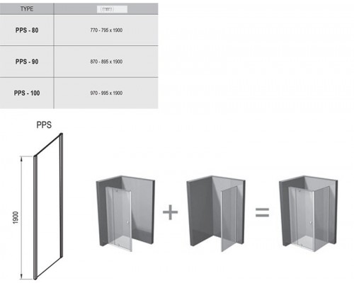 RAVAK 90GA0U00Z1 Неподвижная стенка для душа PPS- 100 Сатин TRANSPARENT