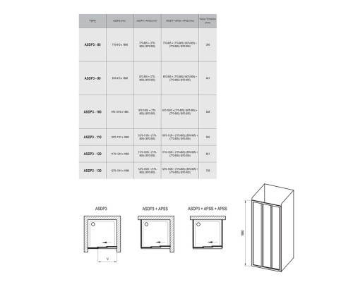 RAVAK 00V40102ZG Душевые двери ASDP3- 80 Белый GRAPE