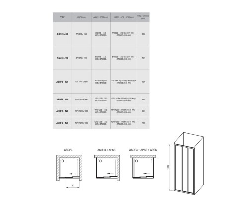 RAVAK 00VD010211 Душевые двери ASDP3- 110 Белый PEARL