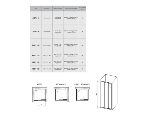 RAVAK 00VG0102ZG Душевые двери ASDP3- 120 Белый GRAPE