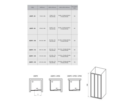RAVAK 00VJ0102ZG Душевые двери ASDP3- 130 Белый GRAPE