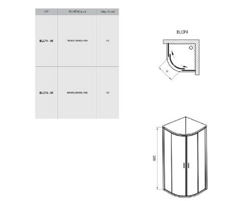 RAVAK 3B240100Z1 Душевая кабина BLCP4- 80 Белый TRANSPARENT