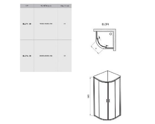 RAVAK 3B240C00Z1 Душевая кабина BLCP4- 80 Полир.алюм. TRANSPARENT