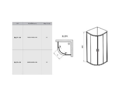 RAVAK 3B270100Z1 Душевая кабина BLCP4- 90 Белый TRANSPARENT