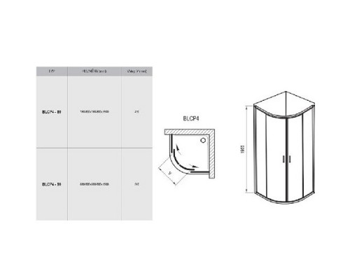 RAVAK 3B270C00Z1 Душевая кабина BLCP4- 90 Полир.алюм. TRANSPARENT